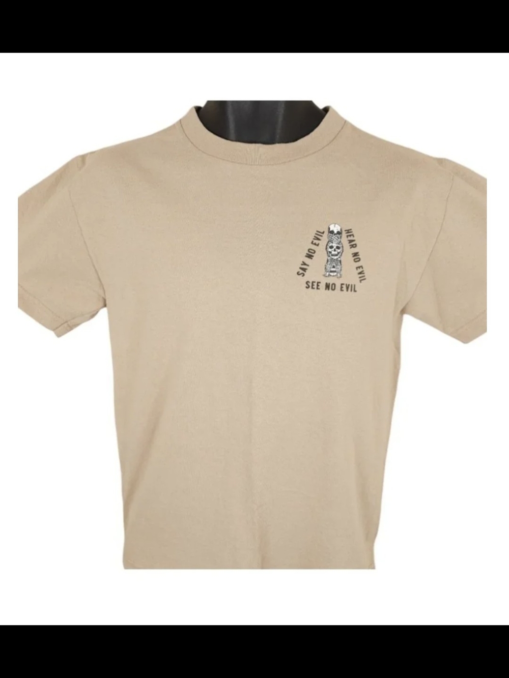 See No Evil T Shirt Mens Size Small Beige Say No Evil Hear No Evil Last Call Co